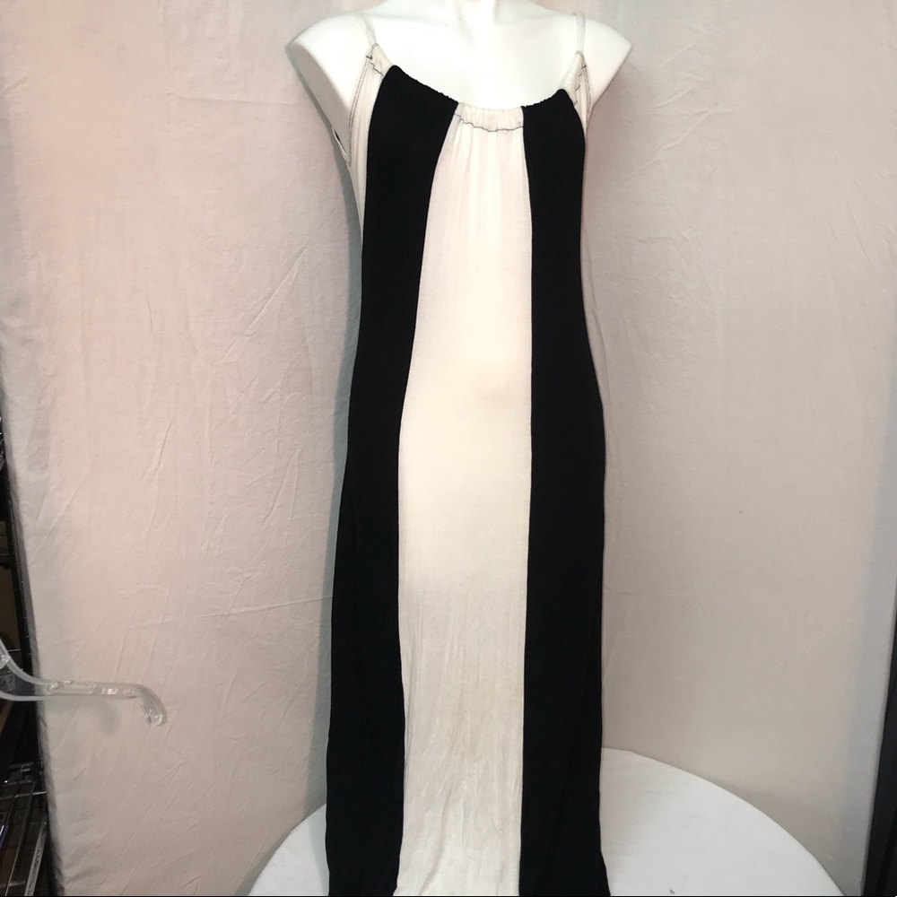 Women's black and white stripped maxi dress